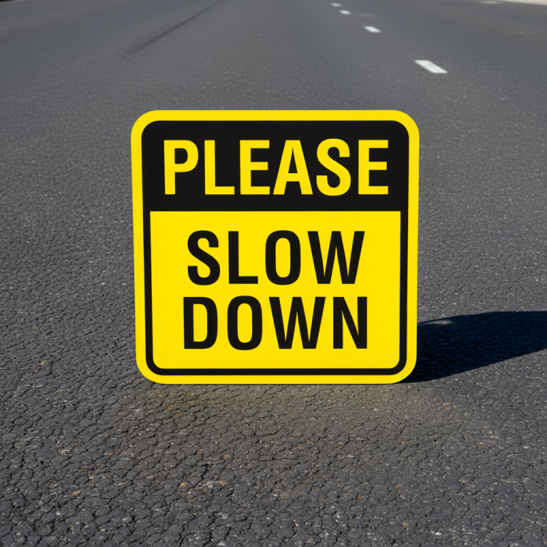 Please slow down sign
