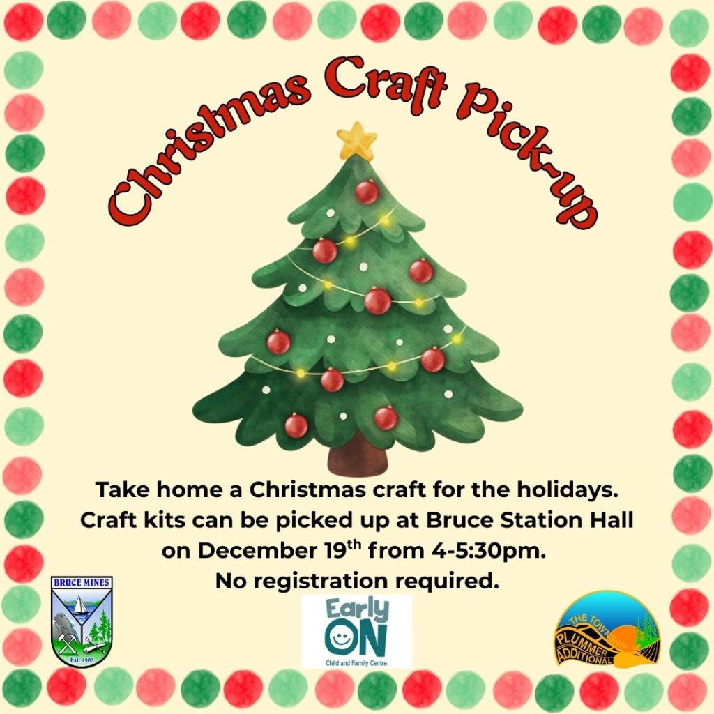 Poster for take home Christmas craft pick-up on December 19th.
