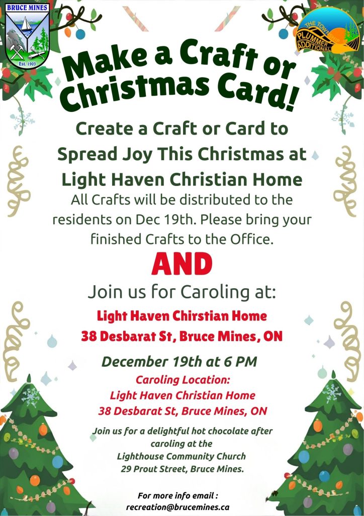 Poster for the create a card or craft for Light Haven Christian Home residents