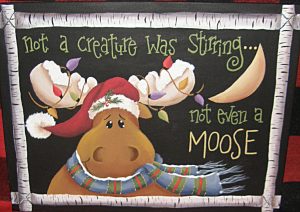 Painting of a Christmas moose