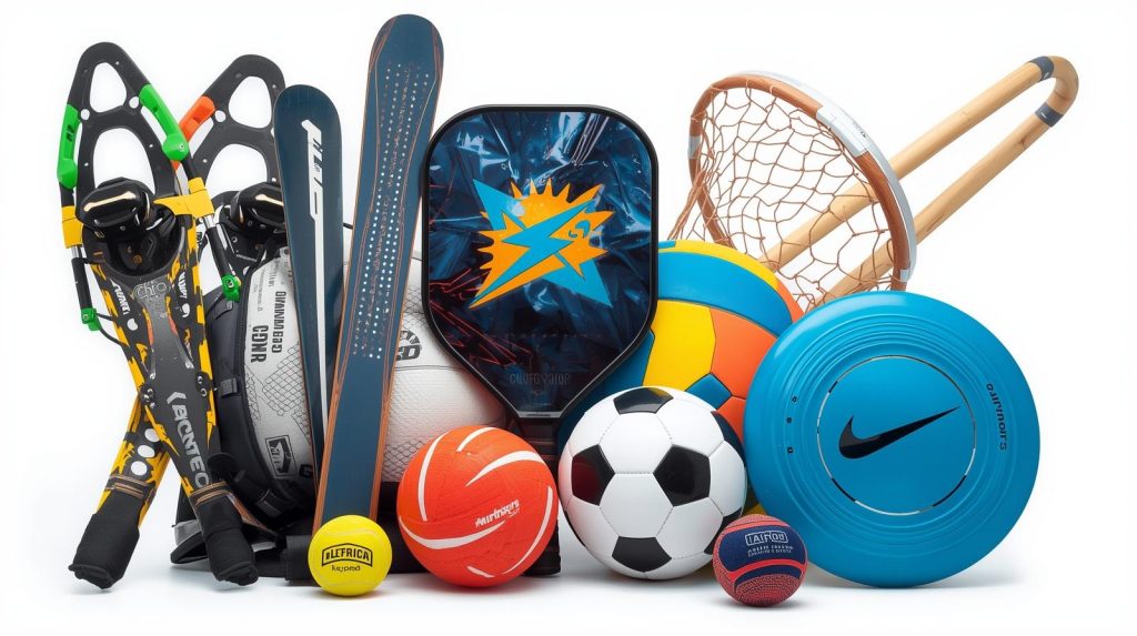 Photo of various sports equipment items