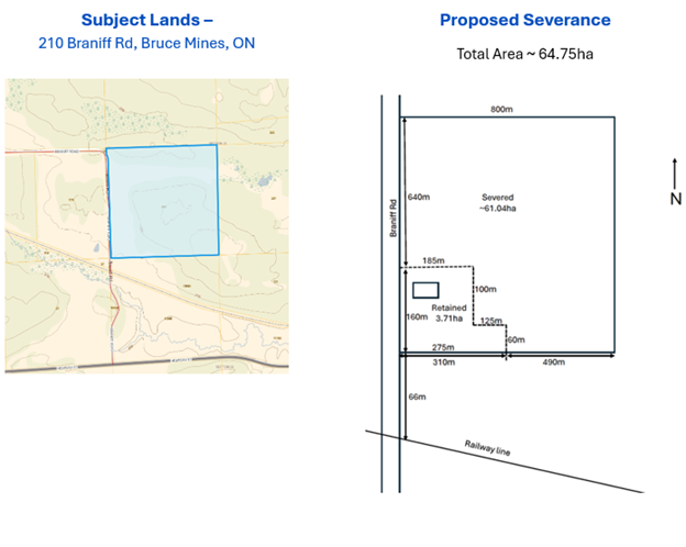 Map of subject lands and proposed severance.