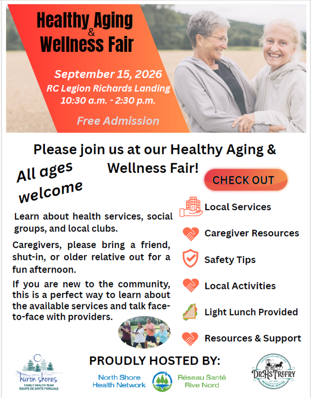 Brochure for the upcoming Healthy Aging and Wellness Fair being held on September 15th.